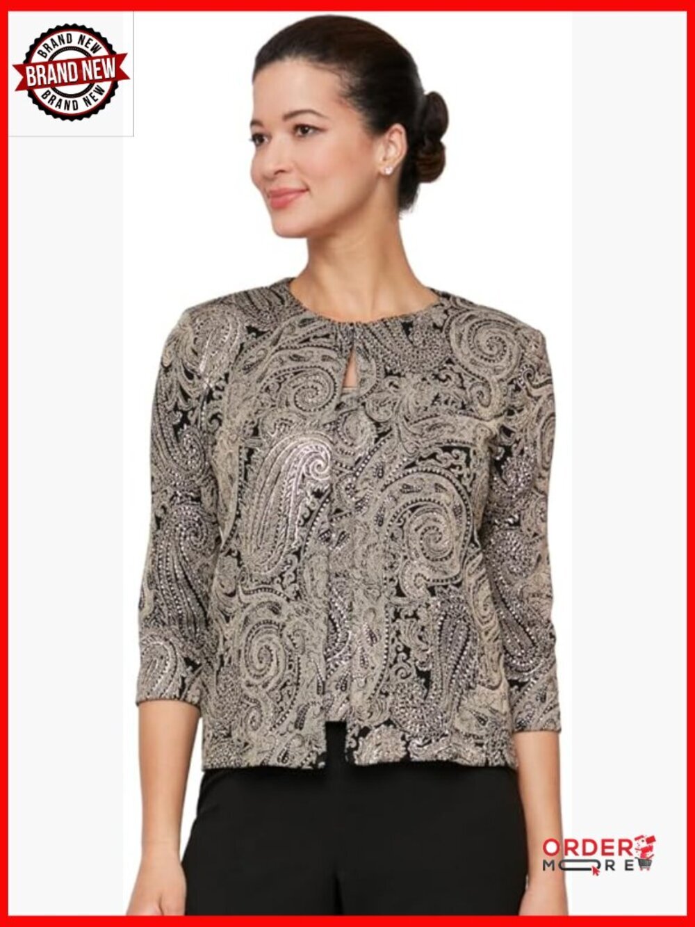 Women's Embroidered Twinset Jacket & Tank Top in Black/Stone